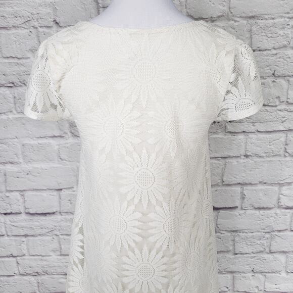 Urban Outfitters Lace Floral Lace Trapeze Dress Cream Mini Size Small - Picture 13 of 15